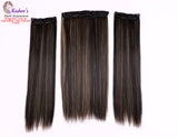 Synthetic Straight Natural Black + Olive Gold Hair Extension 03 – Pieces
