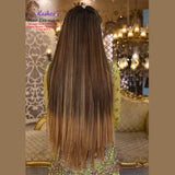 Synthetic Straight Choco Brown + Olive Gold Hair Extension 03 – Pieces